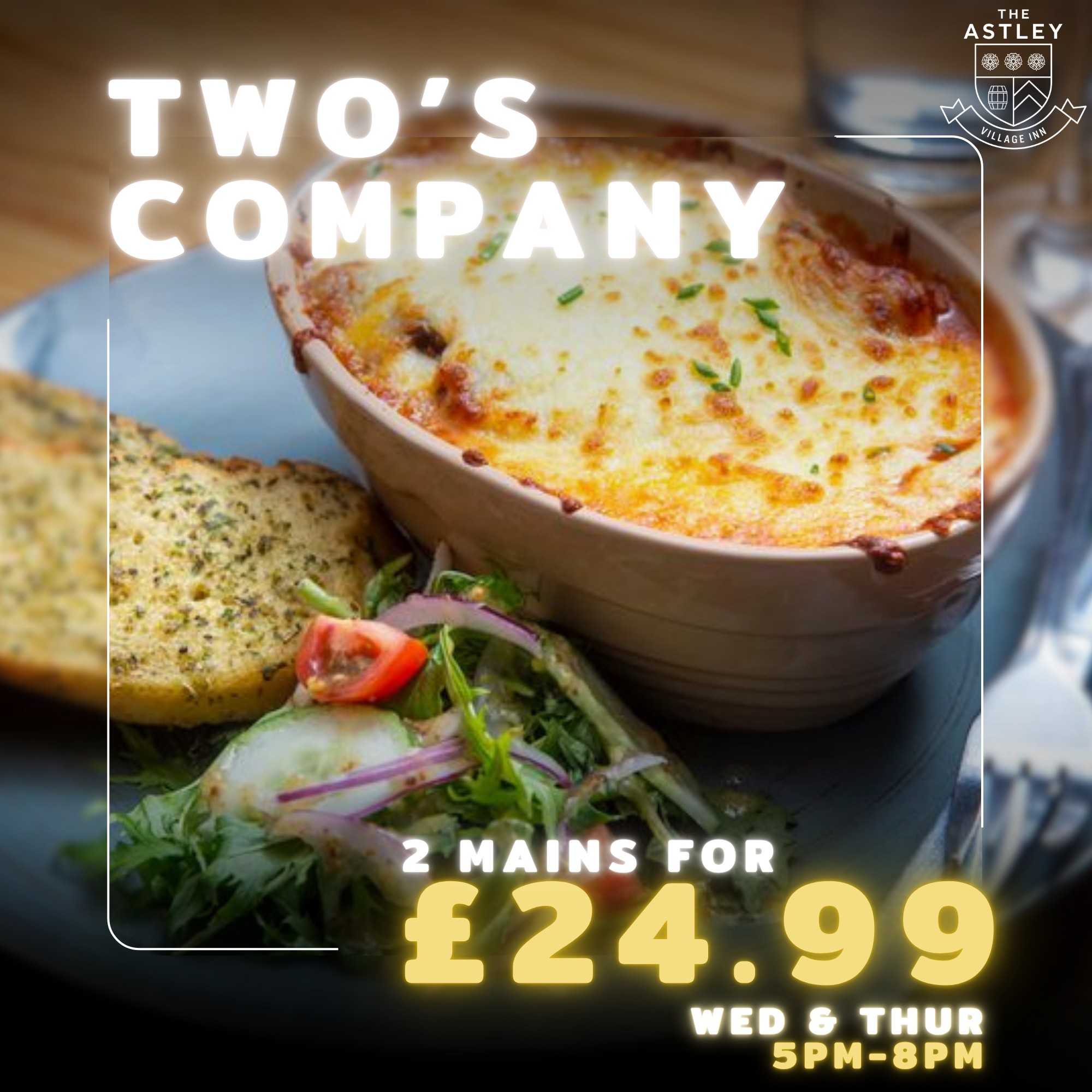 Two's Company offer at Astley Village Inn